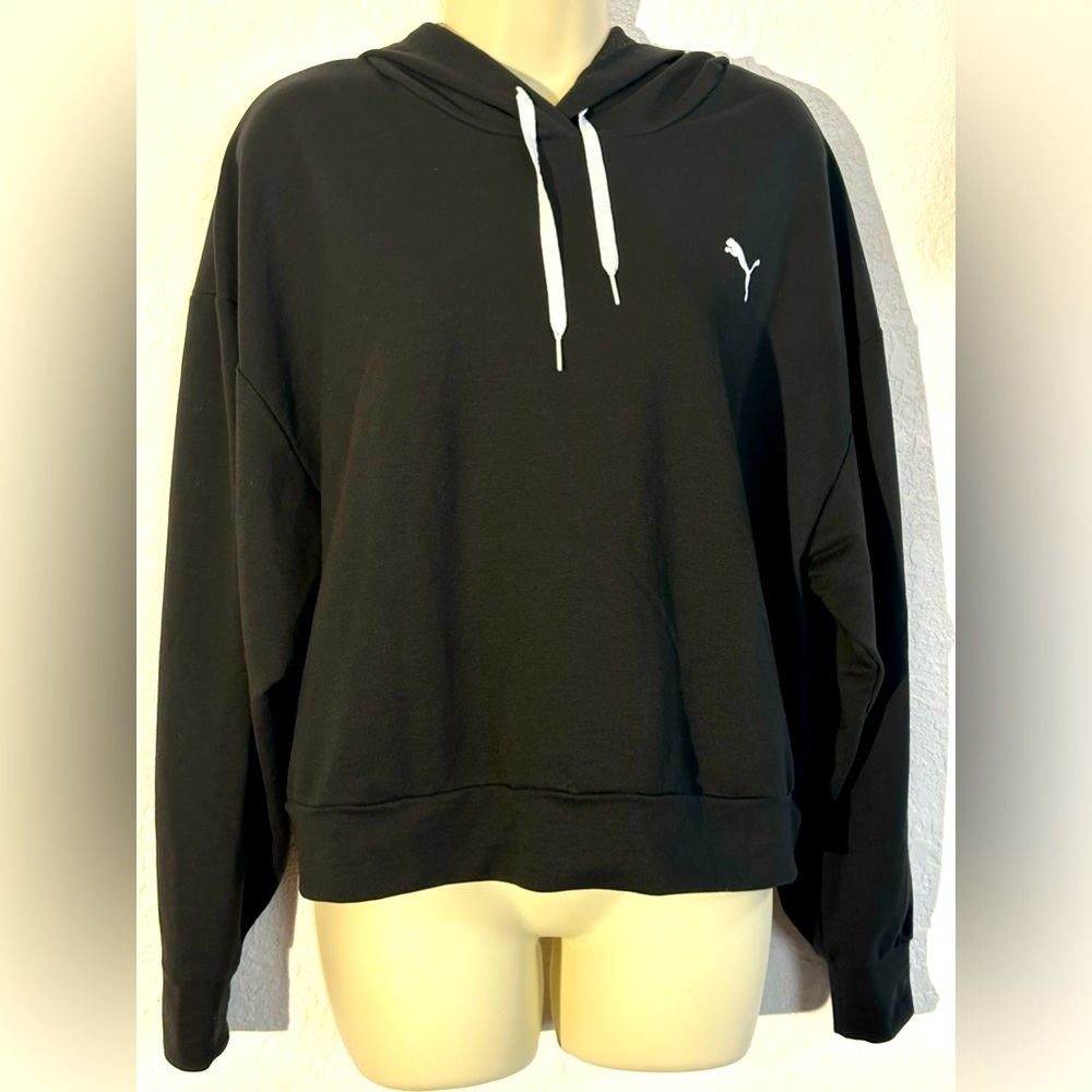 Puma Cropped Hoodie-Black